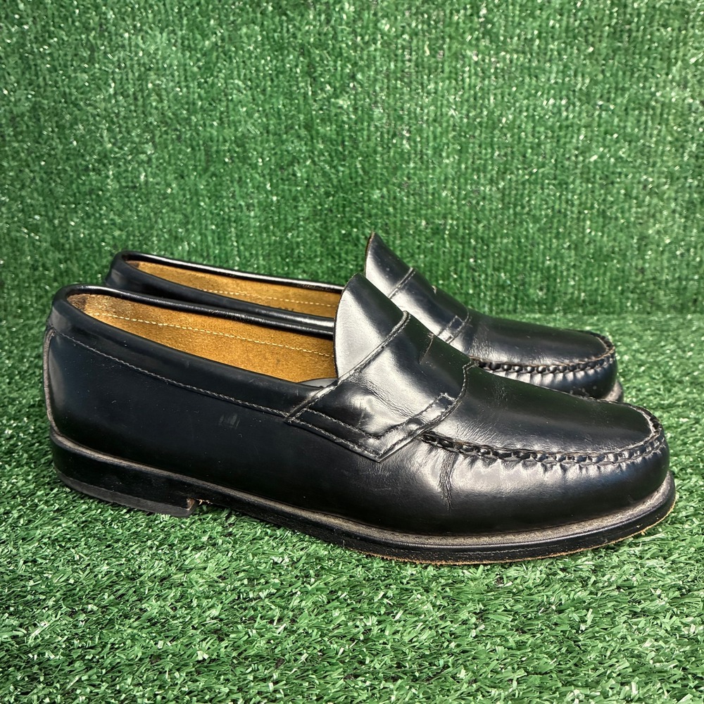 GH Bass Weejuns Leather Penny Loafers Slip On Dress Shoes Black Mens 9 EE Wide